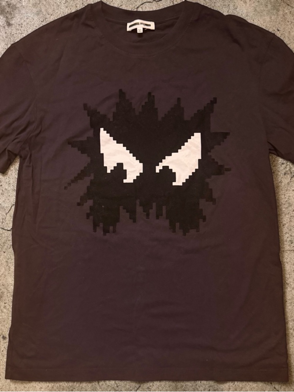 Alexander McQueen Black Short Sleeve Tee with White Pixel Eye Graphic